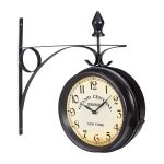 Ceas de perete, design vintage, 2 fete, dimensiuni 35 x 35 x 10 cm, negru, Relaxdays