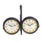 Ceas de perete, design vintage, 2 fete, dimensiuni 35 x 35 x 10 cm, negru, Relaxdays - imagine 6