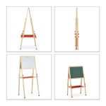 Tabla cu 2 fete, fata alba magnetica, scris si desenat, reglabila pe inaltime, raft pentru accesorii, lemn, crem, 55 x 52 cm x 135 cm - imagine 6