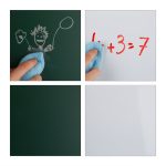 Tabla cu 2 fete, fata alba magnetica, scris si desenat, reglabila pe inaltime, raft pentru accesorii, lemn, crem, 55 x 52 cm x 135 cm - imagine 8