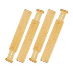 Set 4 organizatoare pentru sertar, 6 x 1,5 x 55 cm, bambus, natur