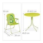 Set masa cu 2 scaune si umbrela pentru copii, model dinozaur, fier/poliester, verde - imagine 3