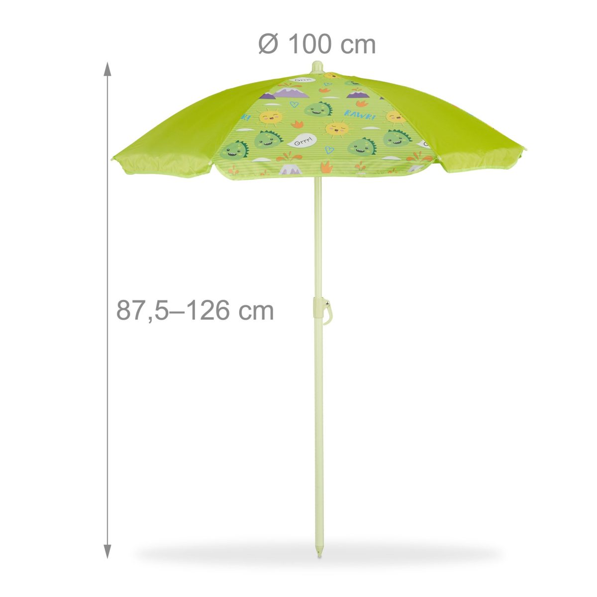 Set masa cu 2 scaune si umbrela pentru copii, model dinozaur, fier/poliester, verde - imagine 4