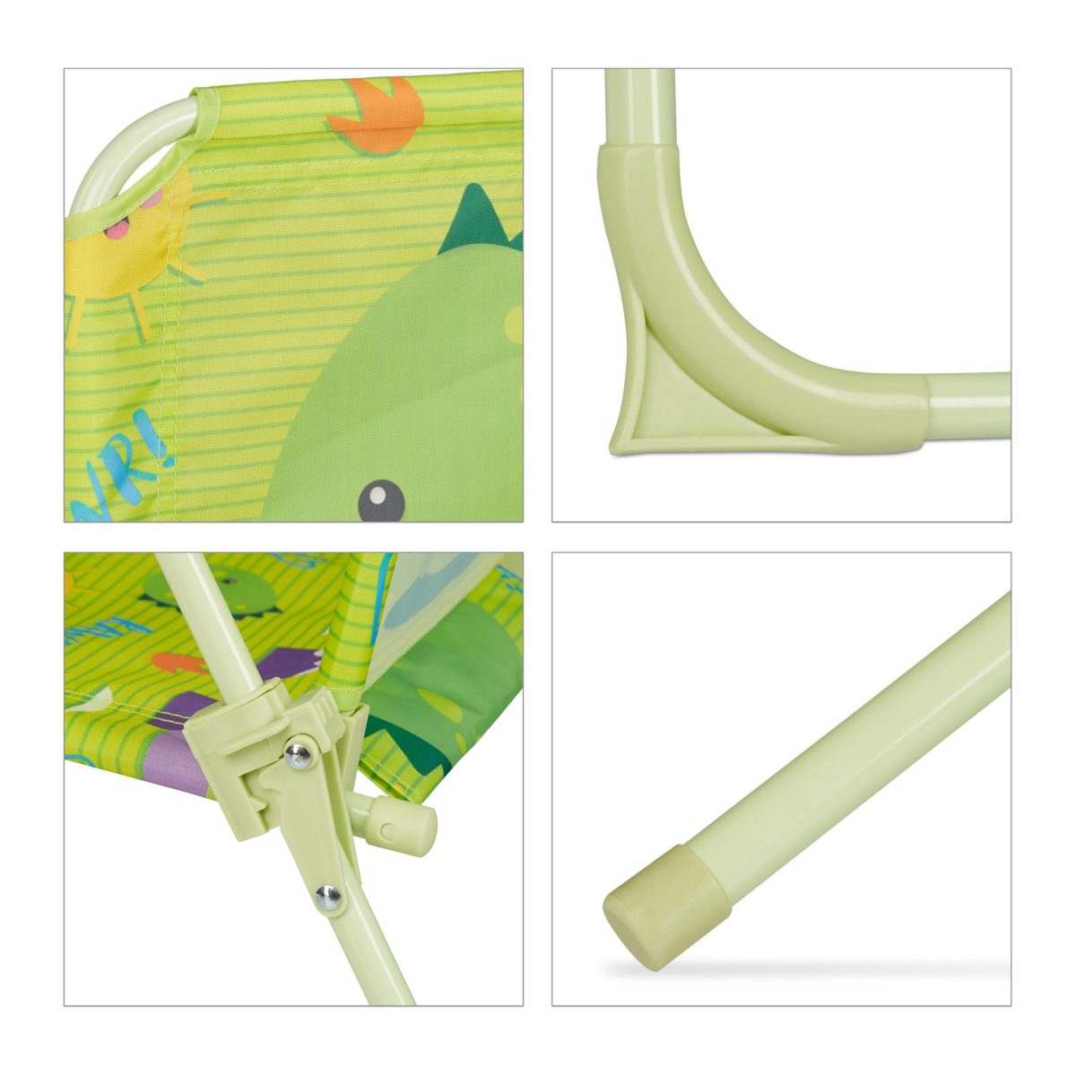 Set masa cu 2 scaune si umbrela pentru copii, model dinozaur, fier/poliester, verde - imagine 6