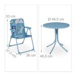Set masa cu 2 scaune si umbrela pentru copii, model animale, fier/poliester, albastru - imagine 4