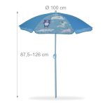 Set masa cu 2 scaune si umbrela pentru copii, model animale, fier/poliester, albastru - imagine 5