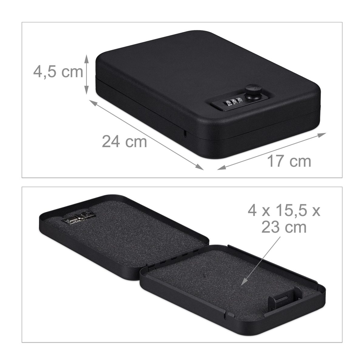 Caseta pentru bani, Relaxdays, negru, 4.5 x 17 x 24 cm - imagine 2
