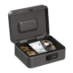 Caseta valori pentru bancnote si monede, Relaxdays, Gri, 8.5 x 20 x 17 cm