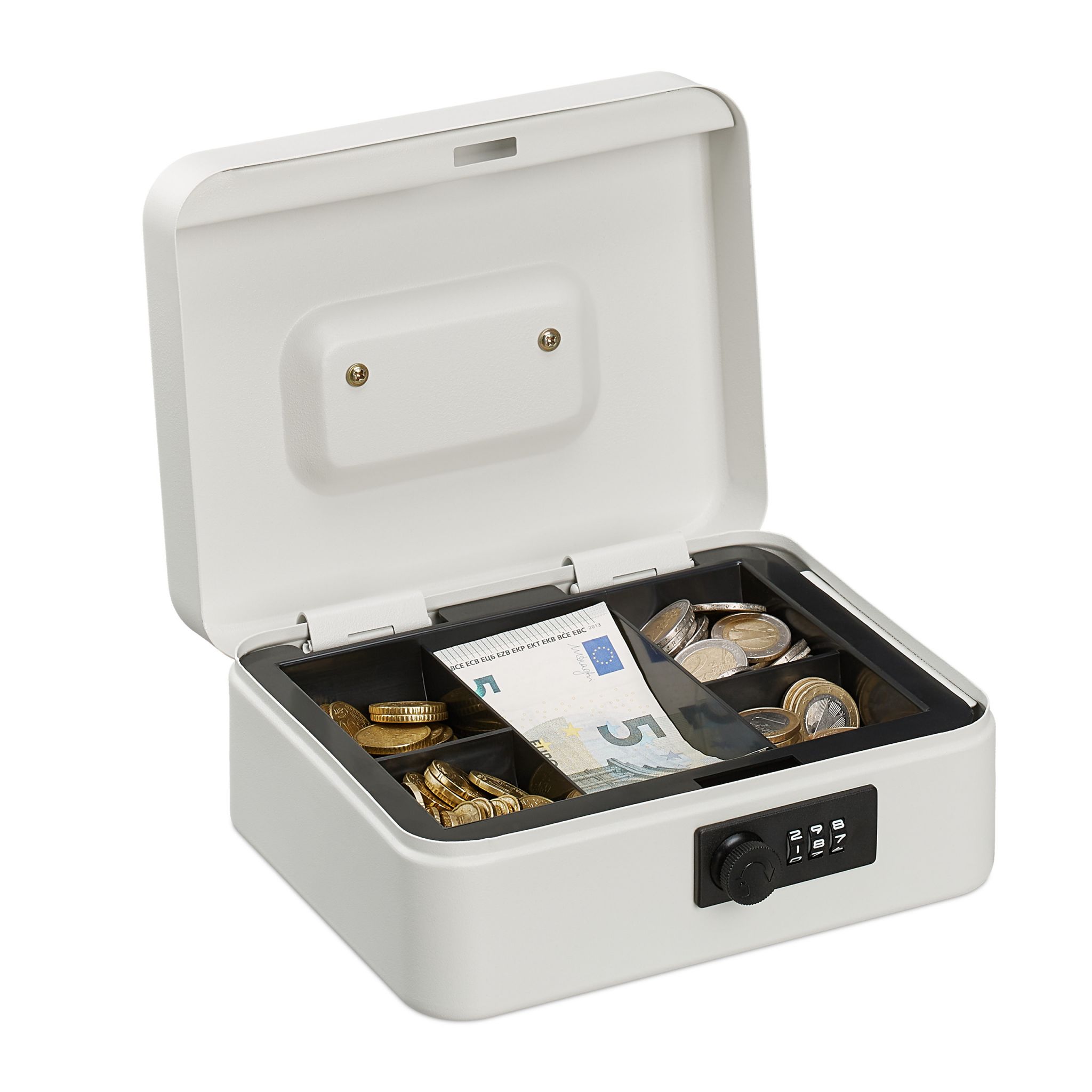 10030695_49_1_c676f8b433c69dbad4b9d68242a97d80 Caseta pentru bani, Relaxdays, alb, 8.5 x 20 x 17 cm - imagine 1