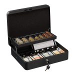 Caseta bani pentru monede si bancnote, Relaxdays, Negru, 8.5 x 30.5 x 24.5 cm
