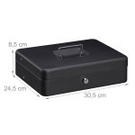 Caseta bani pentru monede si bancnote, Relaxdays, Negru, 8.5 x 30.5 x 24.5 cm - imagine 5