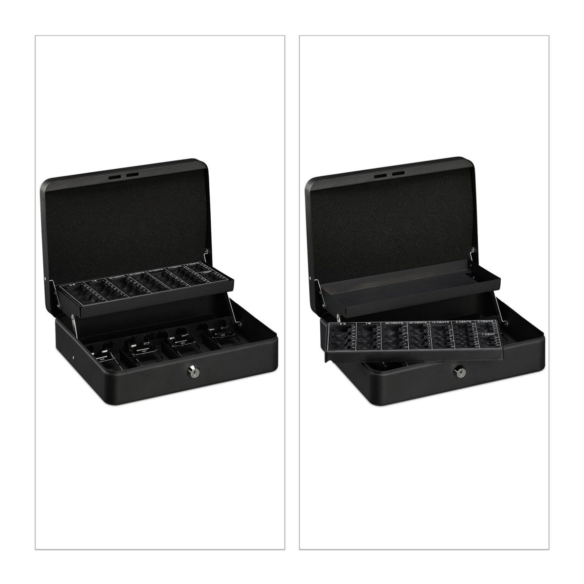 Caseta bani pentru monede si bancnote, Relaxdays, Negru, 8.5 x 30.5 x 24.5 cm - imagine 2