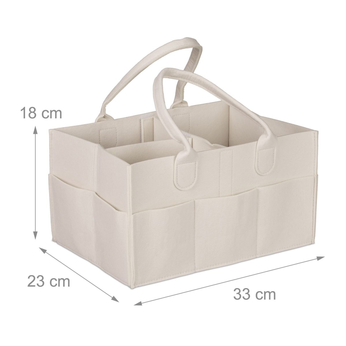 Geanta pentru accesoriile bebelusilor, 11 compartimente, din pasla, crem, 18 x 33 x 23 cm - imagine 4