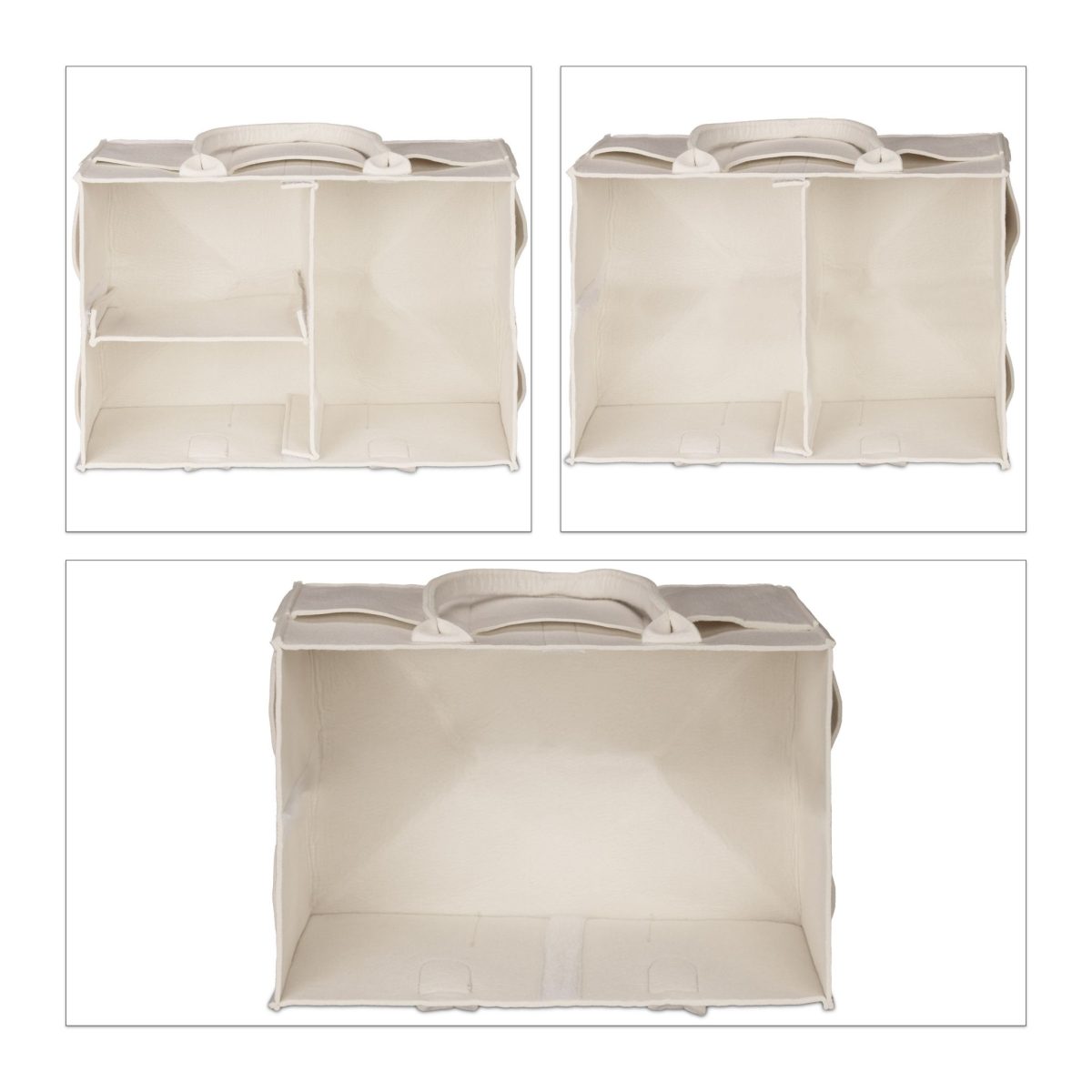 Geanta pentru accesoriile bebelusilor, 11 compartimente, din pasla, crem, 18 x 33 x 23 cm - imagine 5