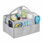 Geanta pentru accesoriile bebelusilor, 11 compartimente, din pasla, gri, 18 x 33 x 23 cm