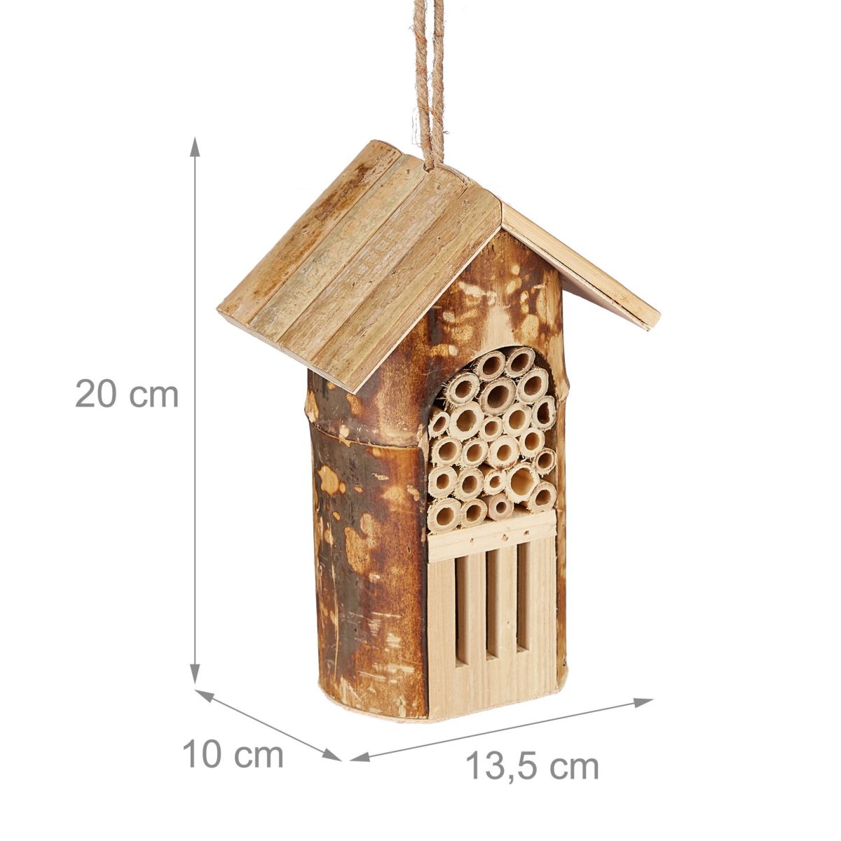 Casuta pentru albine si fluturi, fabricat din bambus, 20 x 13,5 x 10 cm - imagine 4