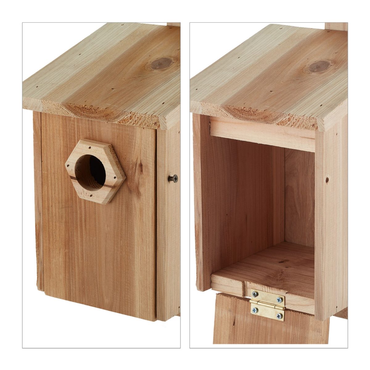 Casuta decorativa din lemn pentru pasari, 32 x 16 x 17 cm, maro - imagine 2