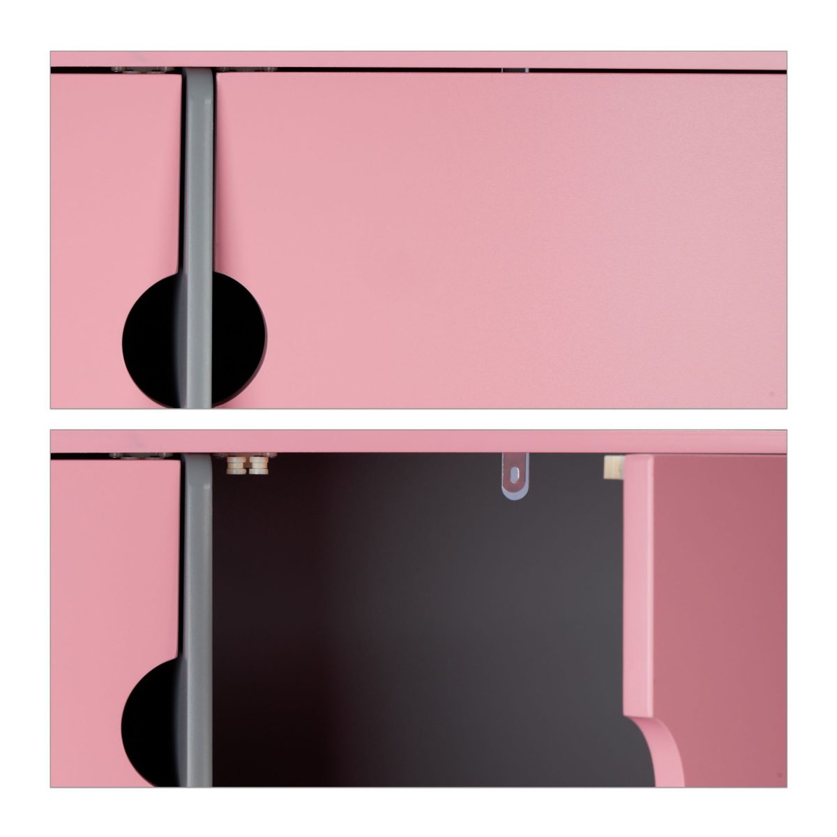 Dulap pentru copii, 5 rafturi, sina, MDF, roz/gri, 120 x 90 x 48 cm - imagine 6
