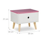 Noptiera pentru camera copilului, cu sertar, din MDF, alb/roz, 31 x 38 x 30 cm - imagine 4