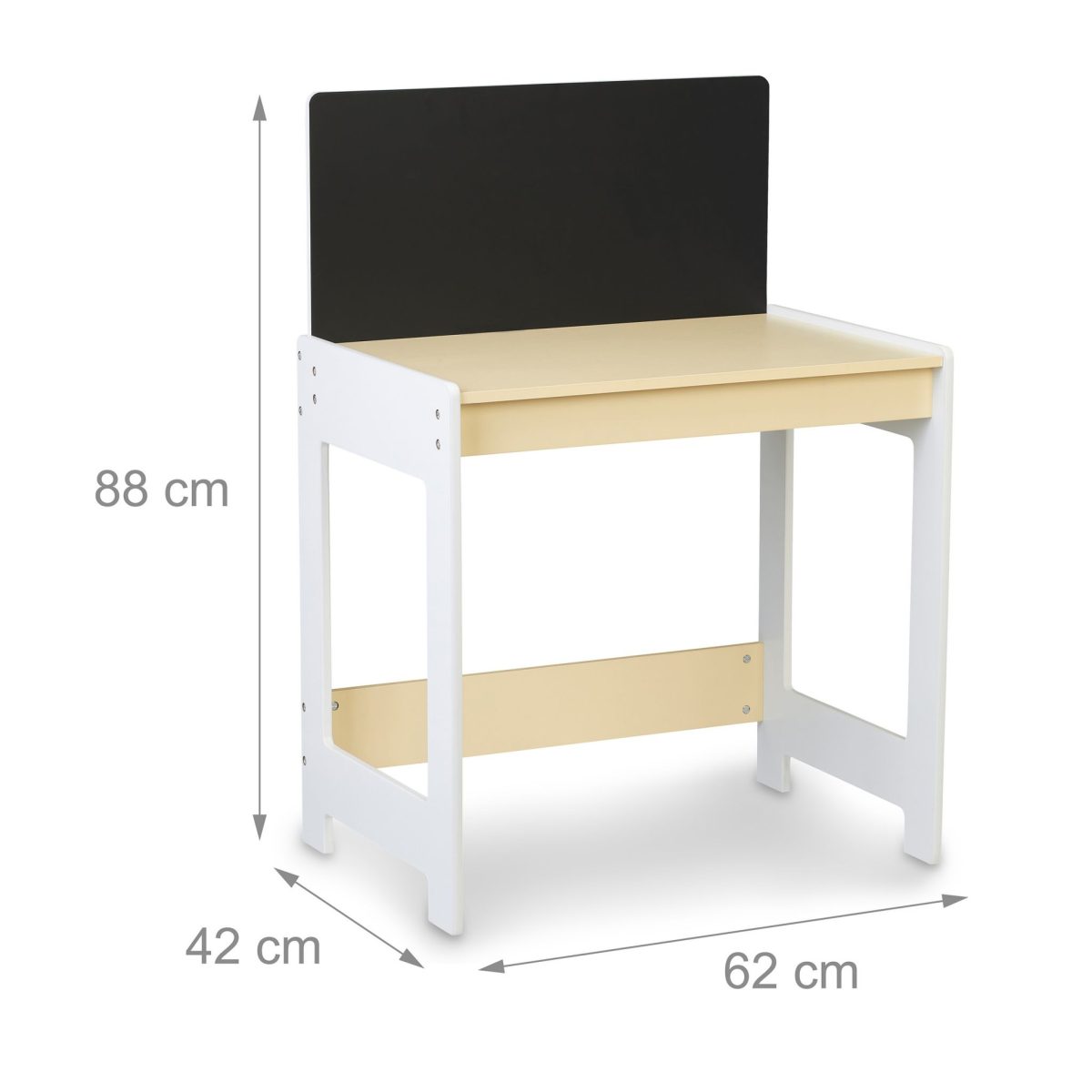 Mobilier pentru copii cu tabla pentru scris, birou si scaun, colturi rotunjite, MDF, bej, 88 x 62 x 42 cm / 30,5 x 31,5 cm - imagine 3