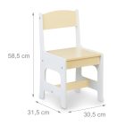 Mobilier pentru copii cu tabla pentru scris, birou si scaun, colturi rotunjite, MDF, bej, 88 x 62 x 42 cm / 30,5 x 31,5 cm - imagine 4