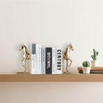Set 2 suporturi opritoare pentru carti, forma cal, din aluminiu si MDF, 26,5 x 9 x 13 cm - imagine 2