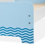 Pat pentru copii, cu design maritim, colturi rotunjite, MDF, 60 x 77 x 143 cm, dimensiuni adecvate saltelei 70 x 140 cm - imagine 5