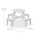 Set mobilier de gradina pentru copii, masa cu 4 scaune si umbrela, lemn de brad, 56 x 112 x 112 cm - imagine 4