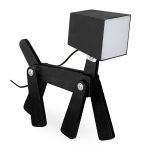 Lampa de masa in forma de caine, ajustare flexibila, 12 lumini LED, 5 W, lemn/plastic, negru, 30 x 28 x 9 cm