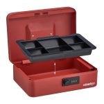 Caseta bani pentru bancnote si monede, Relaxdays, rosu, 8.5 x 25 x 19 cm - imagine 6