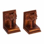 Set 2 suporturi opritoare pentru carti, figurina elefant, polirasina, 18 x 12 x 14 cm