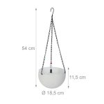 Set 2 ghivece suspendate, sistem de stocare a apei, indicator de nivel al apei, plastic/fier, alb, 54 x 18,5 cm - imagine 4
