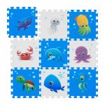 Covoras puzzle cu design maritim, 9 piese, spuma EVA, 86 x 86 cm