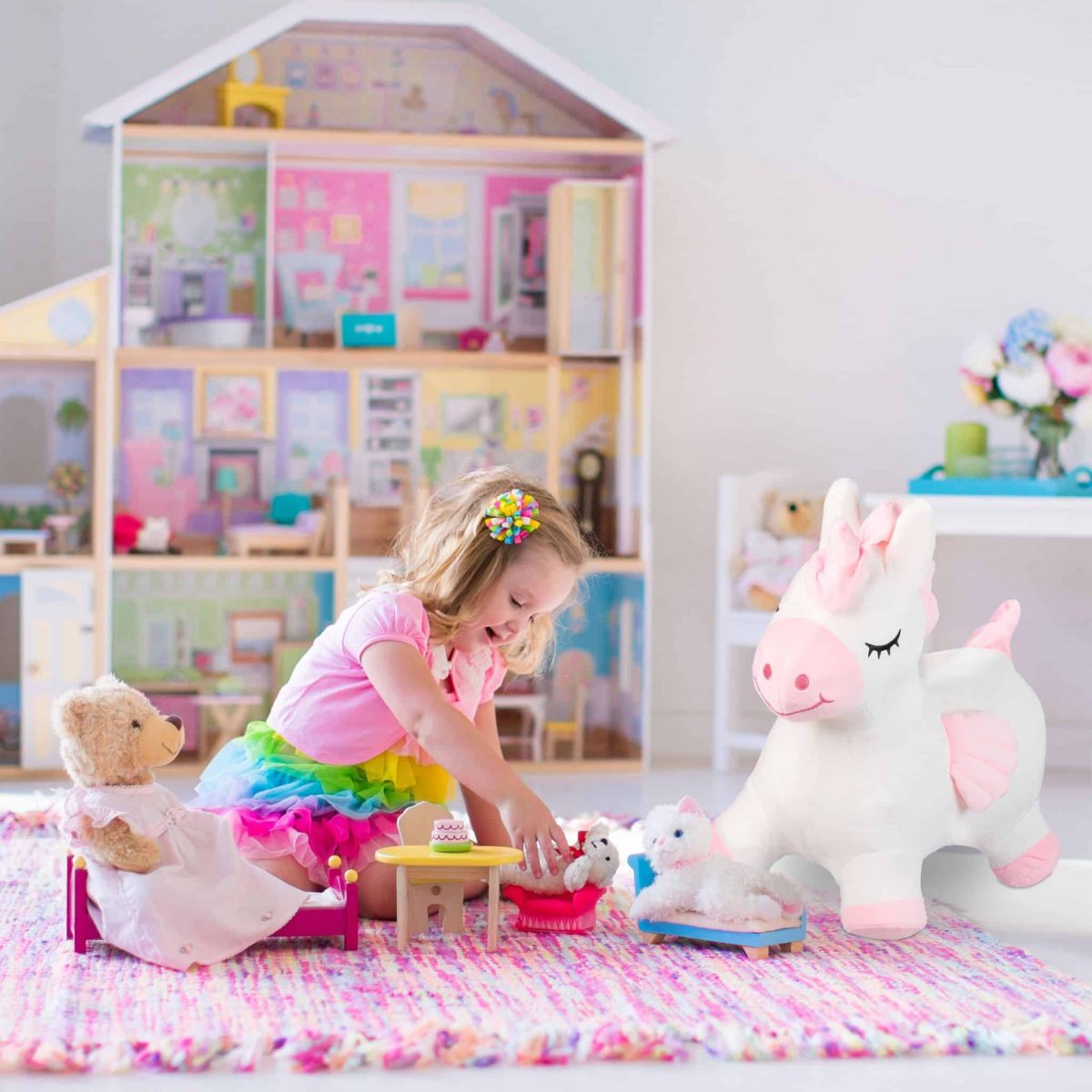 Jumper de cauciuc cu husa textila, unicorn, pompa de aer inclusa, 48 x 27 x 52 cm - imagine 2