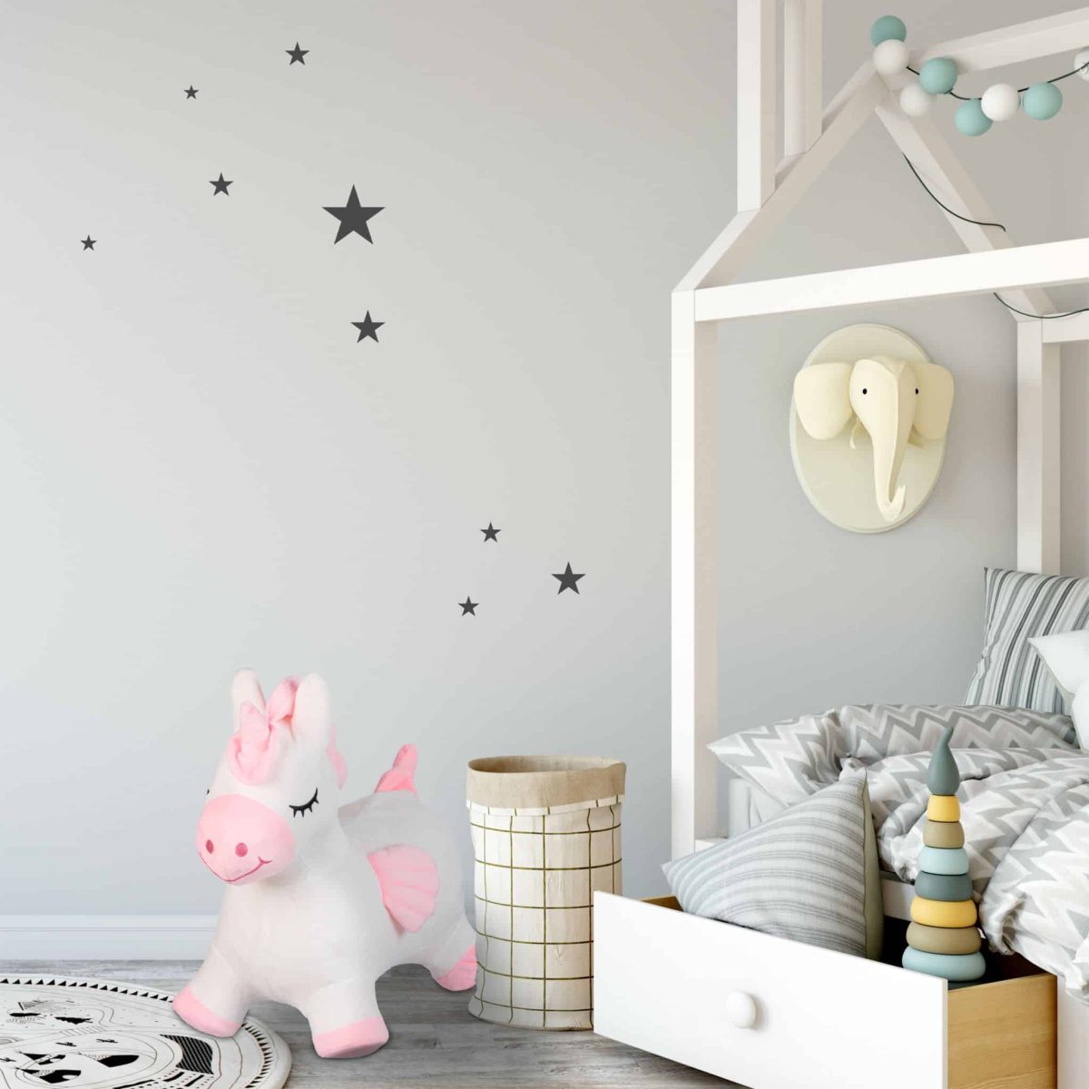 Jumper de cauciuc cu husa textila, unicorn, pompa de aer inclusa, 48 x 27 x 52 cm - imagine 3