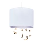 Lampa suspendata cu abajur pentru camera copiilor, luna & stele, lungimea cablului reglabil, 168 x 35 cm