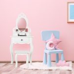 Masa de toaleta "Sophia" cu scaun si oglinda pentru copii, alba, 110 x 50 x 30 cm, Relaxdays - imagine 6