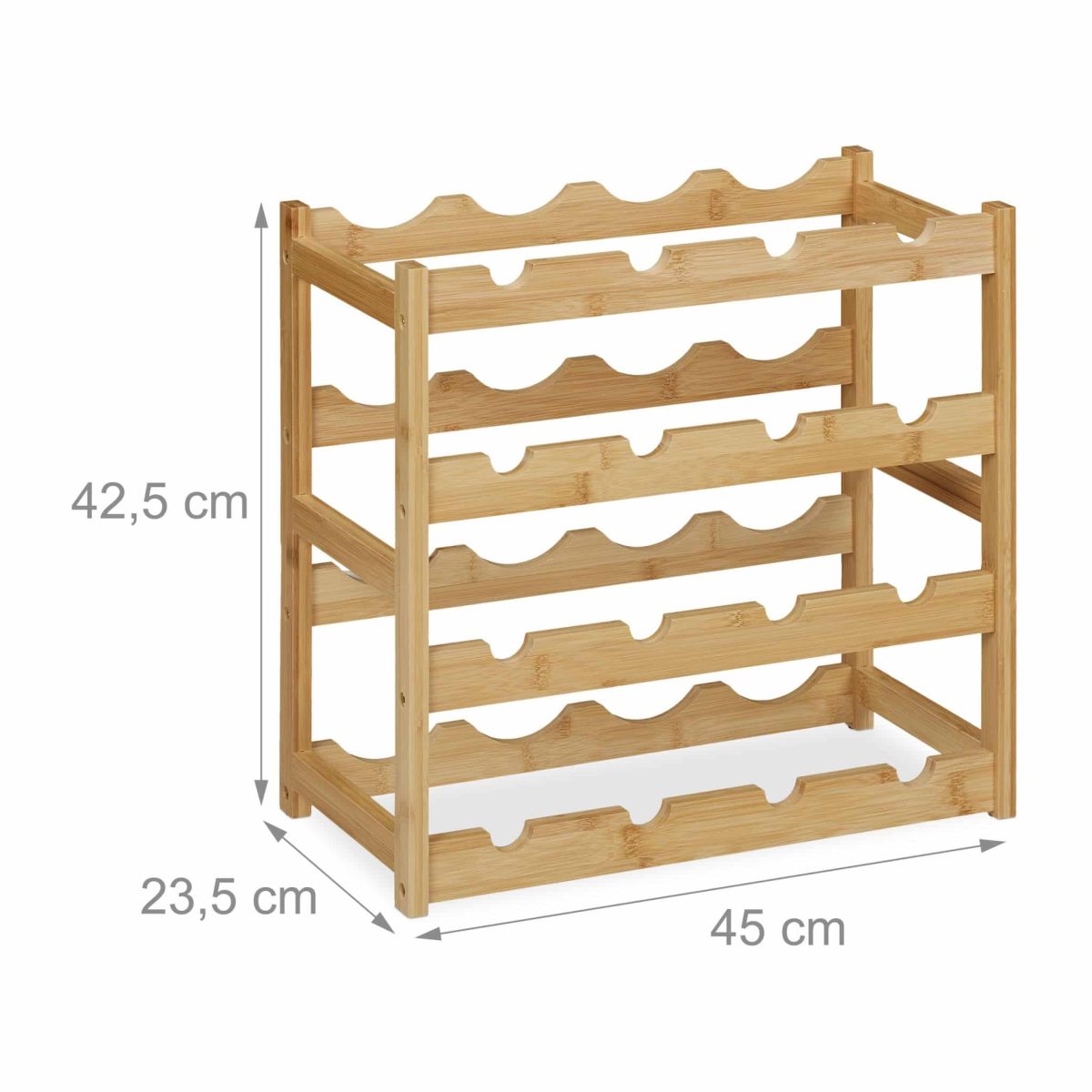 Suport pentru sticle de vin, capacitate 16 sticle, bambus, 42,5 x 45 x 23,5 cm - imagine 4