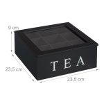 Cutie pentru ceai, 9 compartimente, bambus/acril, negru, 9 x 23,5 x 23,5 cm - imagine 4