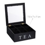 Cutie pentru ceai, 9 compartimente, bambus/acril, negru, 9 x 23,5 x 23,5 cm - imagine 5