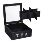 Cutie pentru ceai, 9 compartimente, bambus/acril, negru, 9 x 23,5 x 23,5 cm - imagine 7