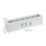 Cutie pentru ceai, 6 compartimente, bambus/acril, alb, 9 x 43,5 x 9 cm - imagine 4