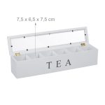 Cutie pentru ceai, 6 compartimente, bambus/acril, alb, 9 x 43,5 x 9 cm - imagine 5