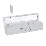 Cutie pentru ceai, 6 compartimente, bambus/acril, alb, 9 x 43,5 x 9 cm - imagine 7