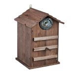 Casuta decorativa din lemn pentru pasari, 38,5 x 25 x 28 cm, maro inchis