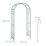 Arcada metalica de gradina pentru flori cataratoare, verde, 224 x 110 x 41 cm, Relaxdays - imagine 5