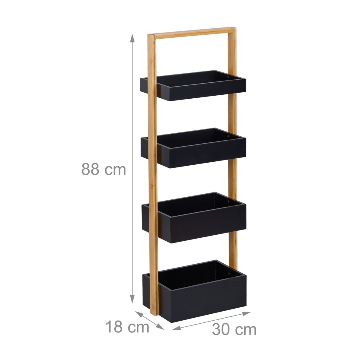 Etajera universala cu 4 rafturi, bambus/MDF, 88 x 30 x 18 cm - imagine 4