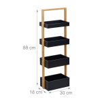 Etajera universala cu 4 rafturi, bambus/MDF, 88 x 30 x 18 cm - imagine 4