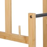 Suport pentru prosoape, raft cu tava, 3 bare, 4 carlige laterale, din bambus, 90 x 51 x 30,5 cm - imagine 6