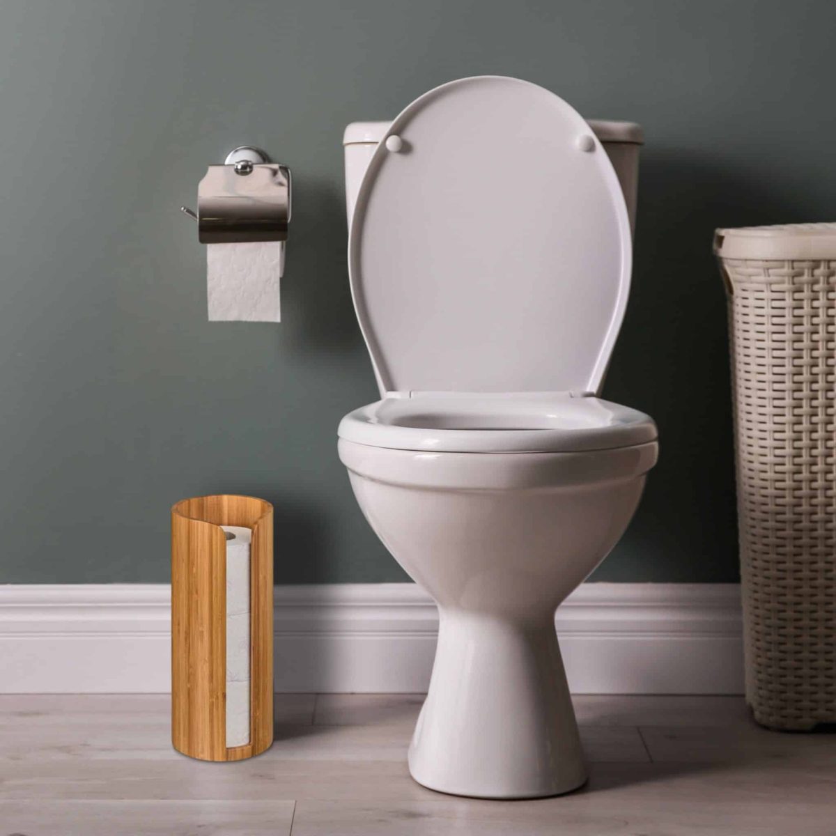 Suport pentru hartie igienica,rola servetele, din bambus, 33,5 x 14,5 cm - imagine 2